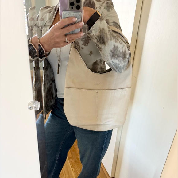 American Leather Company Carrie Hobo Bag in Cream - Picture 2 of 11